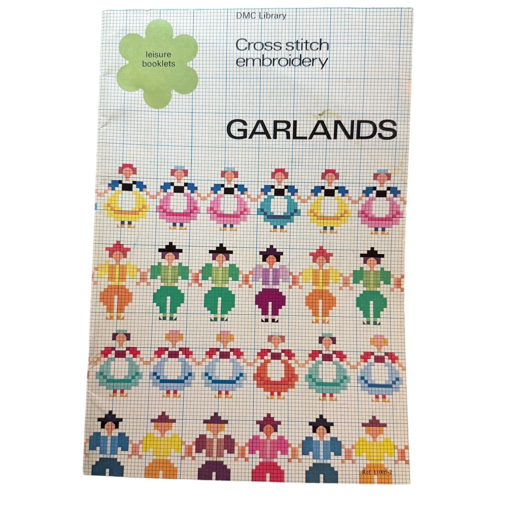 DMC Library Cross Stitch Embroidery Booklets Garlands‎ Patterns 1979 Vintage OOP